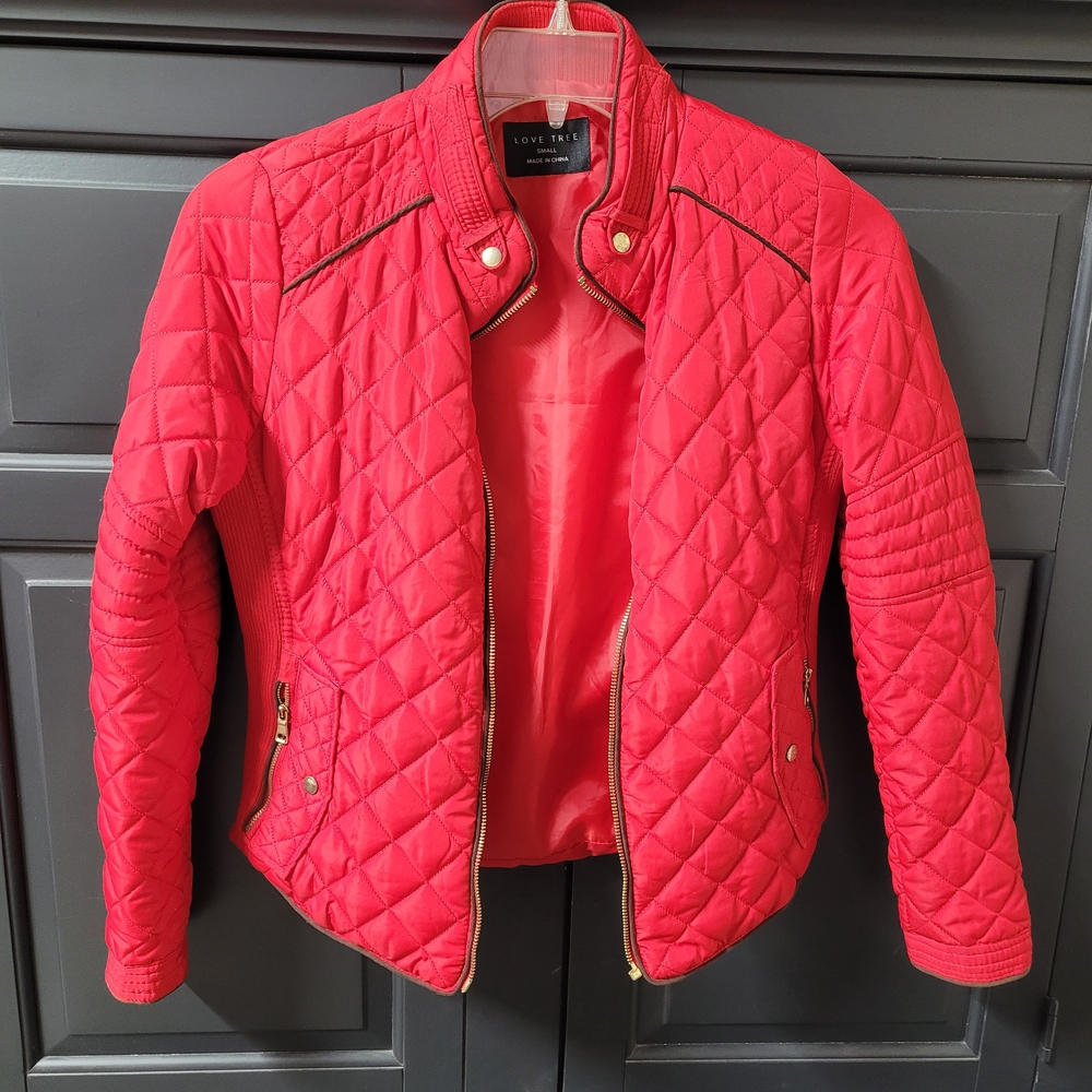 Love Tree Women's Quilted Red Jacket